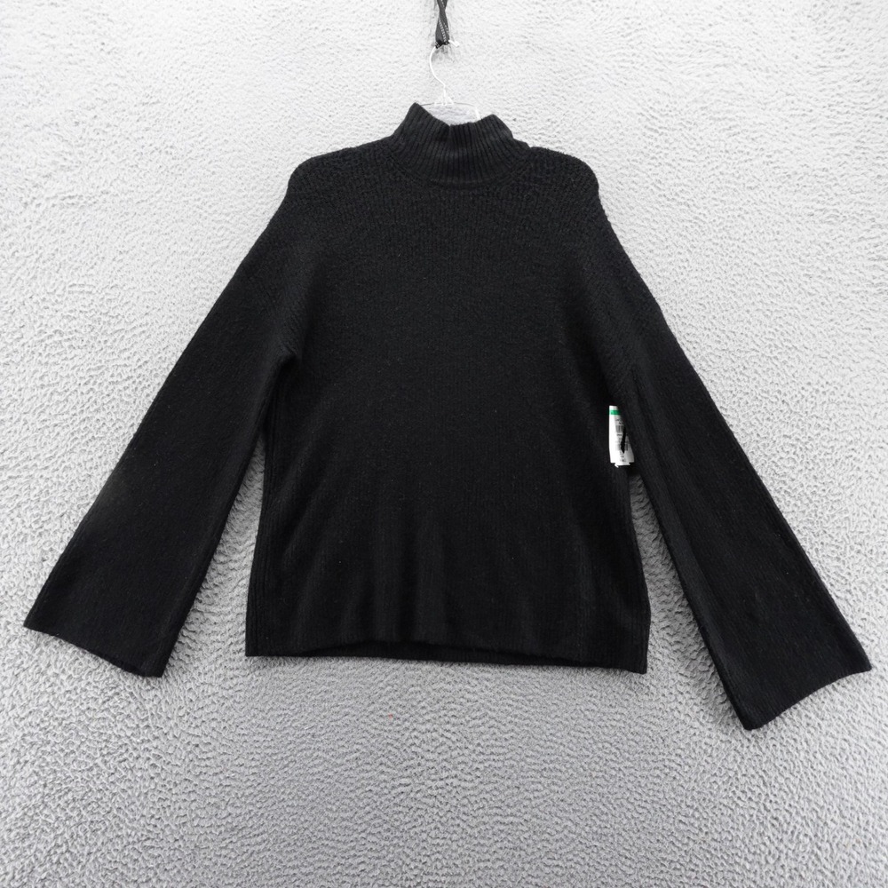 French Connection Black Mock Neck Bell Sleeve Knit Sweater Womens Small NEW